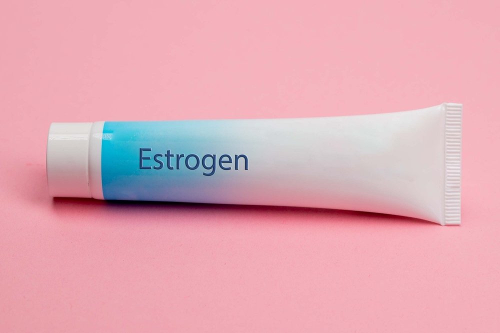 A bottle of estrogen cream, which can be used for painful intercourse.