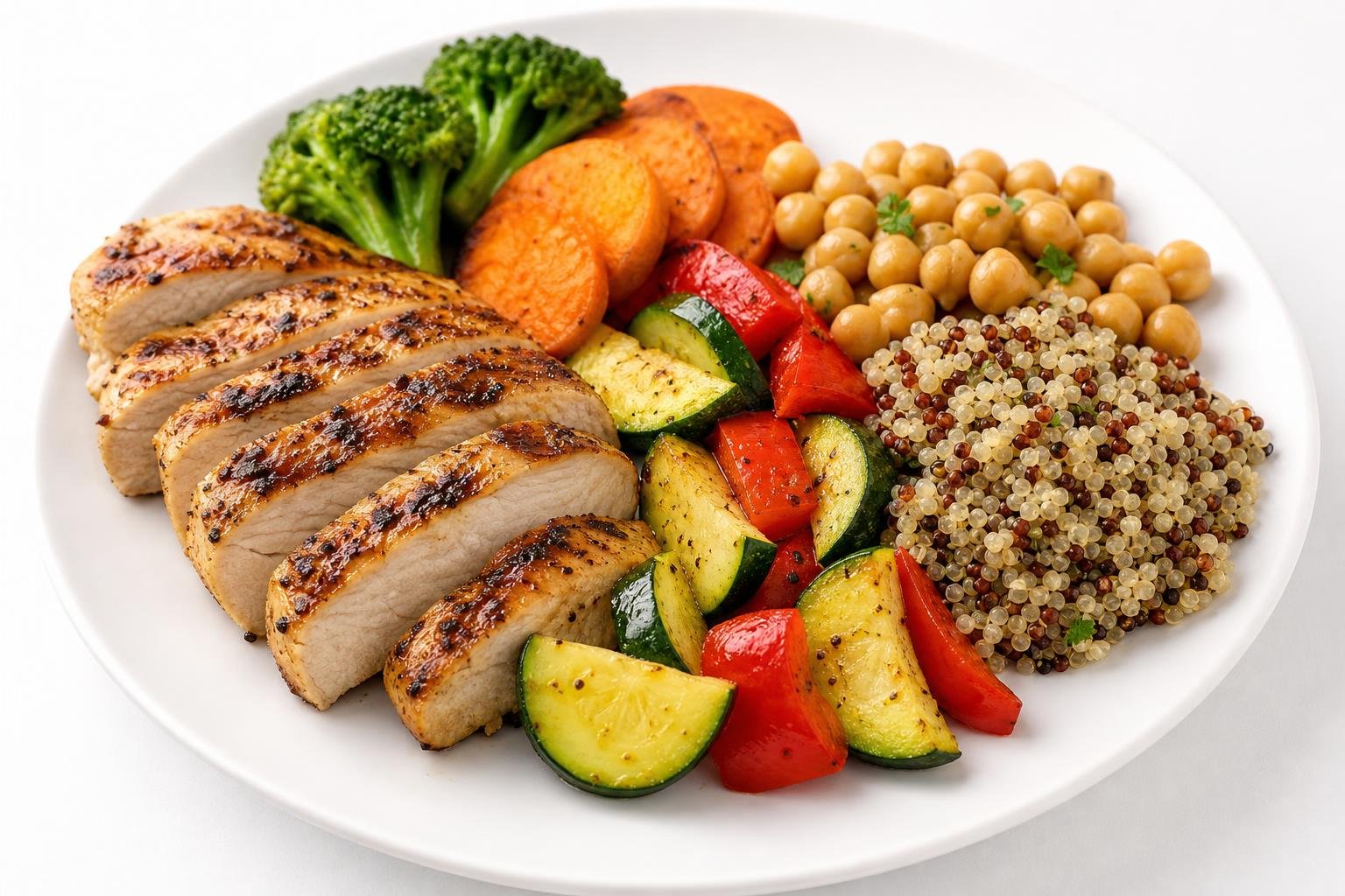 Healthy low-glycemic meal plate for insulin resistance diet management