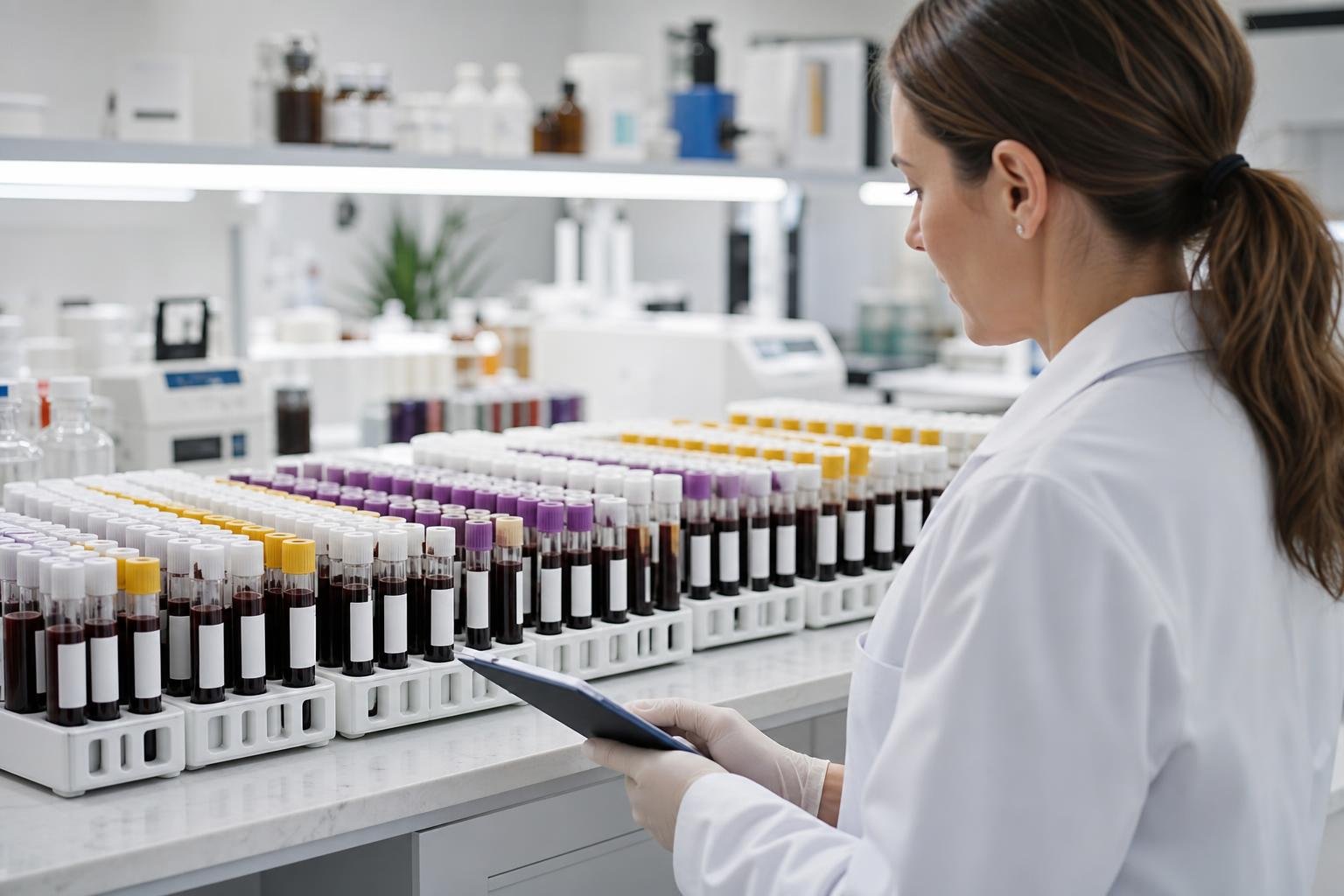Blood test tubes for comprehensive functional medicine lab panel evaluation