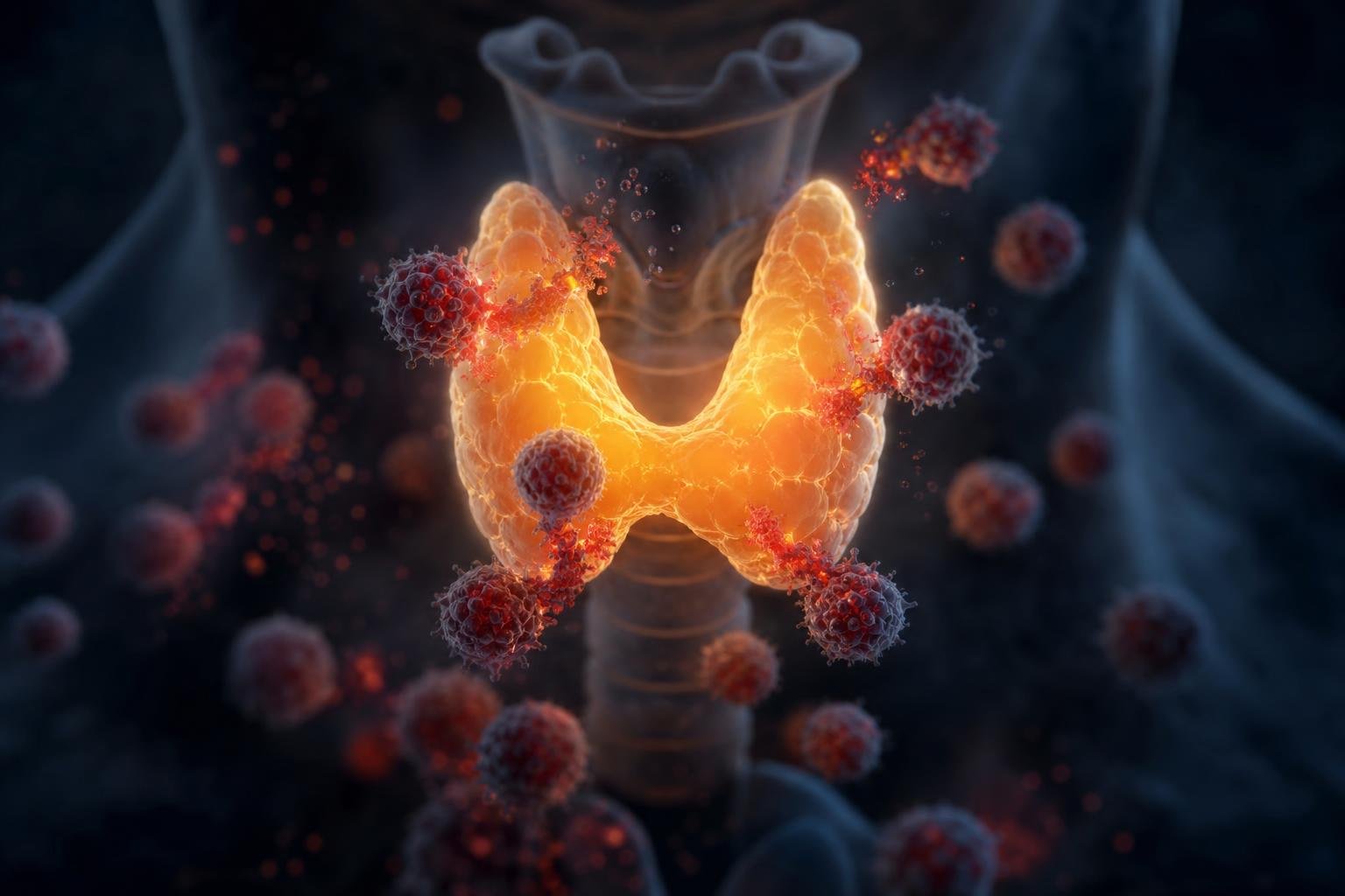Hashimoto's thyroiditis autoimmune attack on thyroid gland visualization