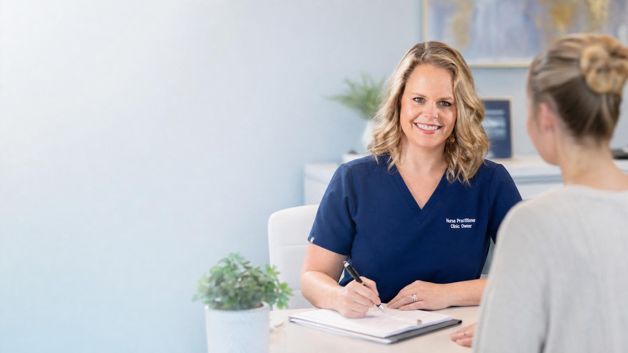 Nurse practitioner Jenna Witt consulting with a patient about medical weight loss programs at Fundamental Wellness of Nebraska
